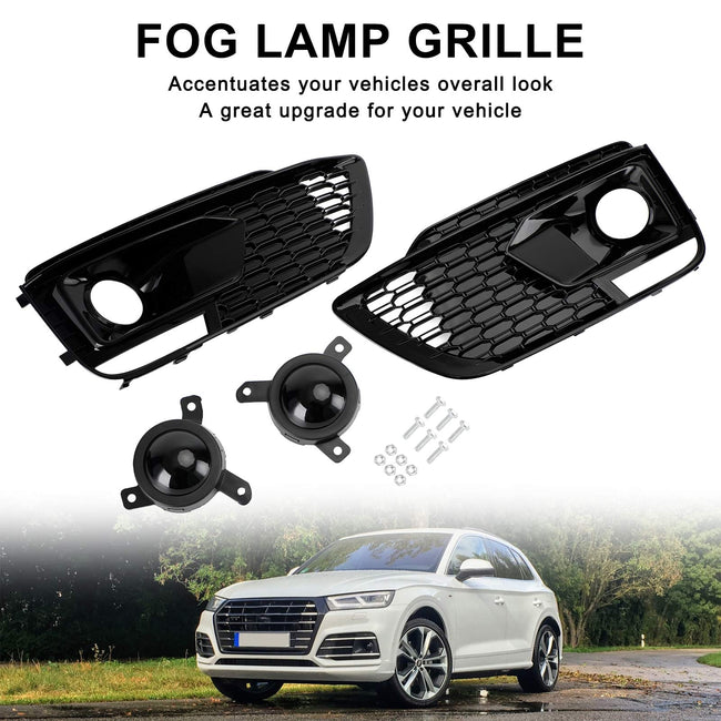 RSQ5 Black Front Honeycomb Fog Lamp Grilles Cover Für Audi Q5 SQ5 2018-2020