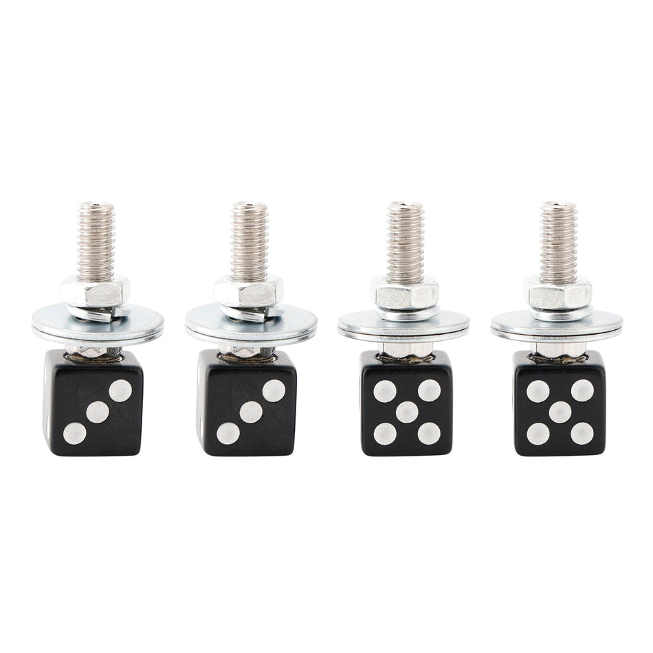 4x Motorrad Fahrrad Kunststoff Schwarz Würfel Nummernschild Bolzen Auf Schraube Auf Rahmen Mutter