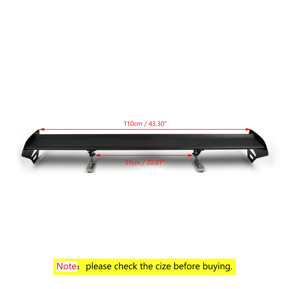 Universal Hatch Adjustable Aluminum GT Rear Trunk Wing Racing Spoiler Black 15#