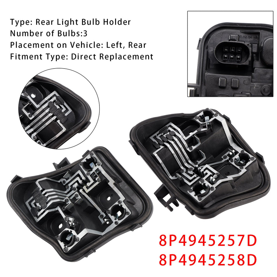 2009–2013 Audi A3 5 Türer Sportback (8PA) Links + Rechts Rücklicht Lampenfassung 8P4945257D 8P4945258D