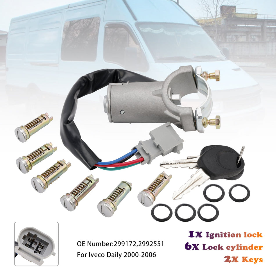 Zündschloss + 6x Schließzylinder + Schlüssel 2991727 für Iveco Daily (2000–2006)