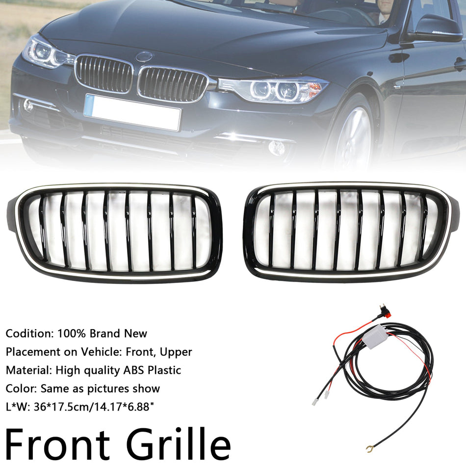 Glänzend Schwarz Front Niere Grill Fit BMW 3 Serie F30 F31 F35 2012-2019
