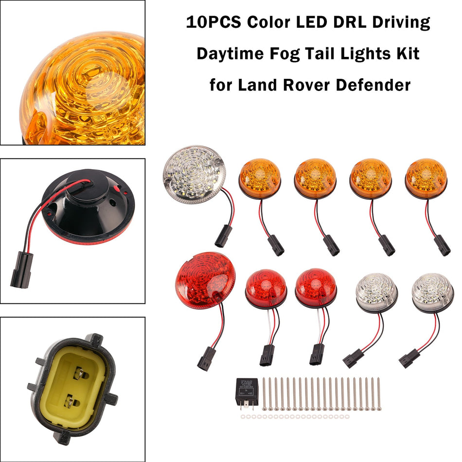 10-teiliges LED-Tagfahrlicht-Set (Farben) für Land Rover Defender (1990–2016)