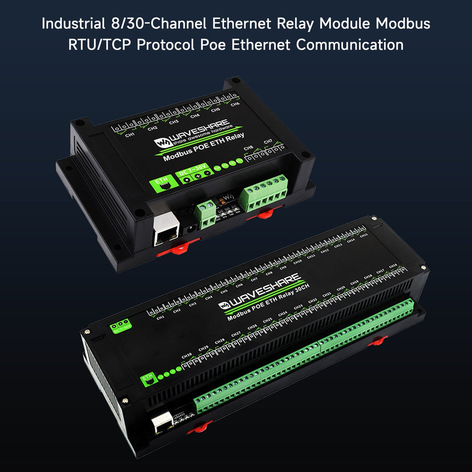 8/30-Kanal-Ethernet-Relaismodul Modbus TCP-Protokoll Poe-Ethernet-Kommunikation