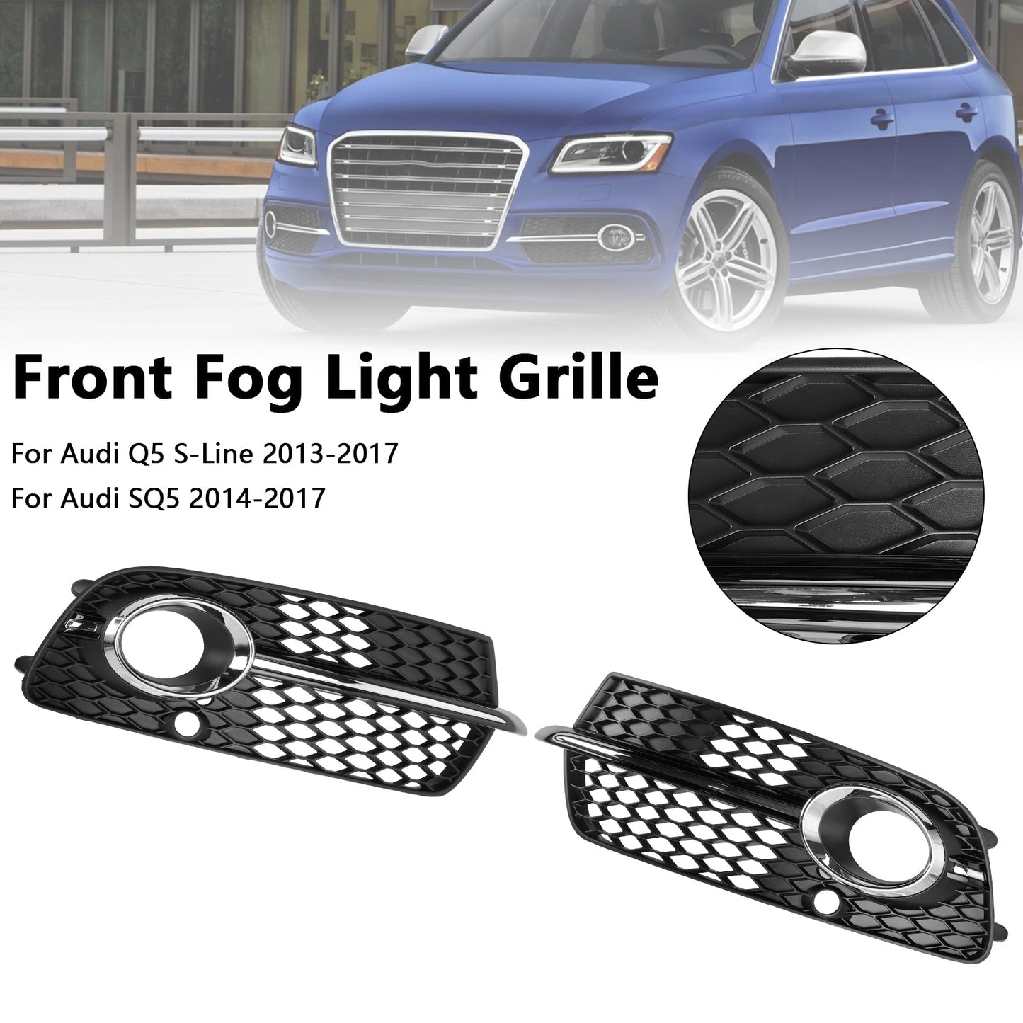 Frontstoßstange Nebelscheinwerfer Kühlergrill passend für Audi Q5 S-Linie SQ5 2013-2017 Schwarz Chrom