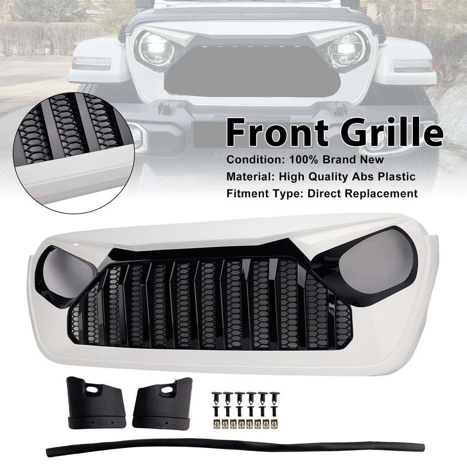 Frontgrill-Stoßstangengrill, weiß &amp; schwarz, passend für Jeep Wrangler JL JT (2018–2023)