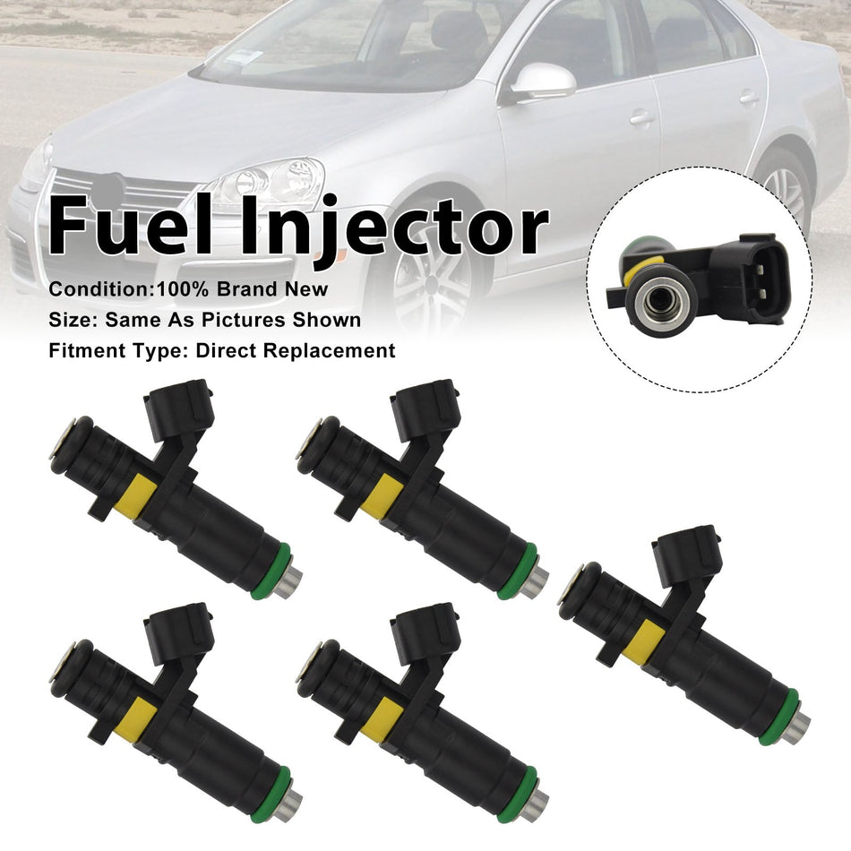 5 Stück Einspritzdüsen für Volkswagen Bora 2.5 (2006) und Jetta (2005–2006), Teilenummer 07K906031B