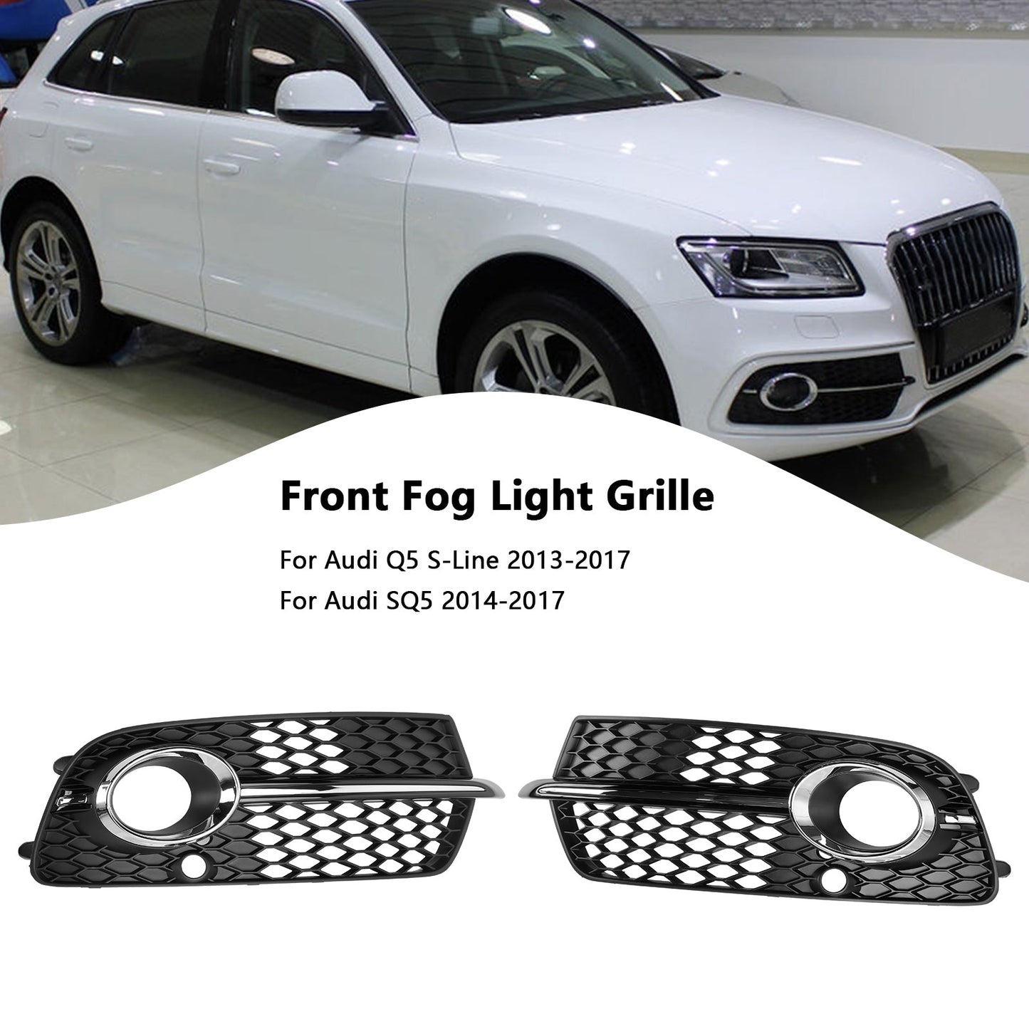 Frontstoßstange Nebelscheinwerfer Kühlergrill passend für Audi Q5 S-Linie SQ5 2013-2017 Schwarz Chrom