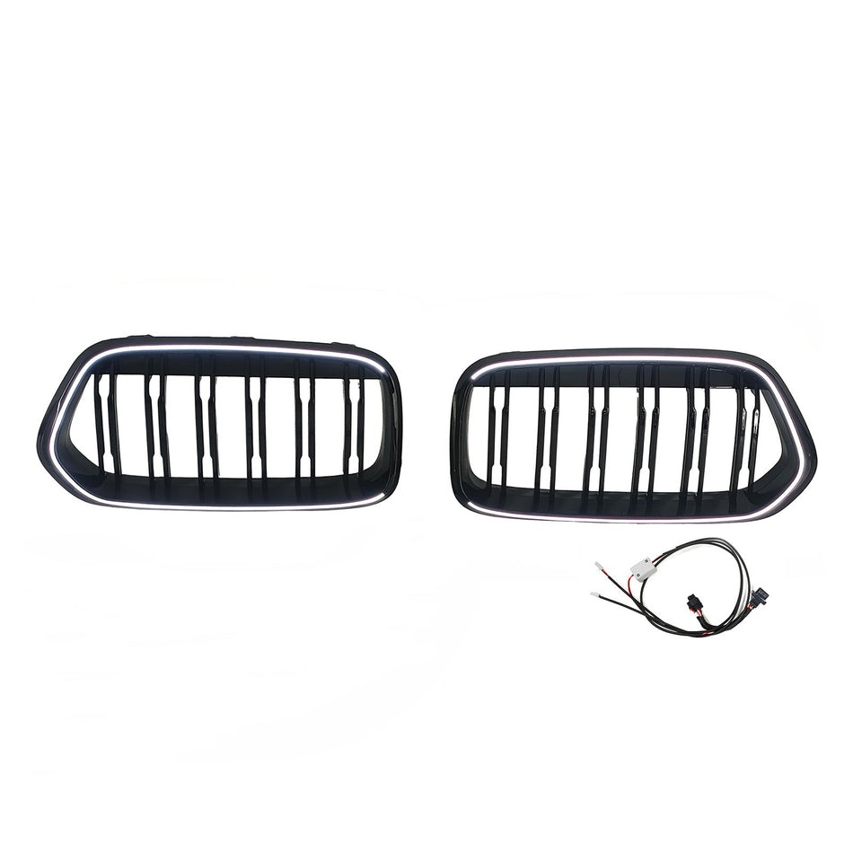 Frontstoßstangengrill, schwarz, Doppellamellen, passend für BMW X2 F39 (2018–2023).