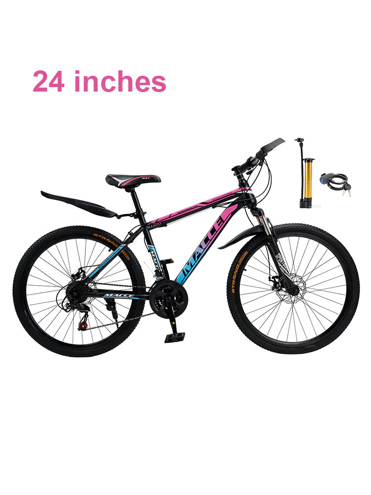 24 "Speichenrad 24 Geschwindigkeit Mountainbike Erwachsenenfahrrad Blau + Rosa