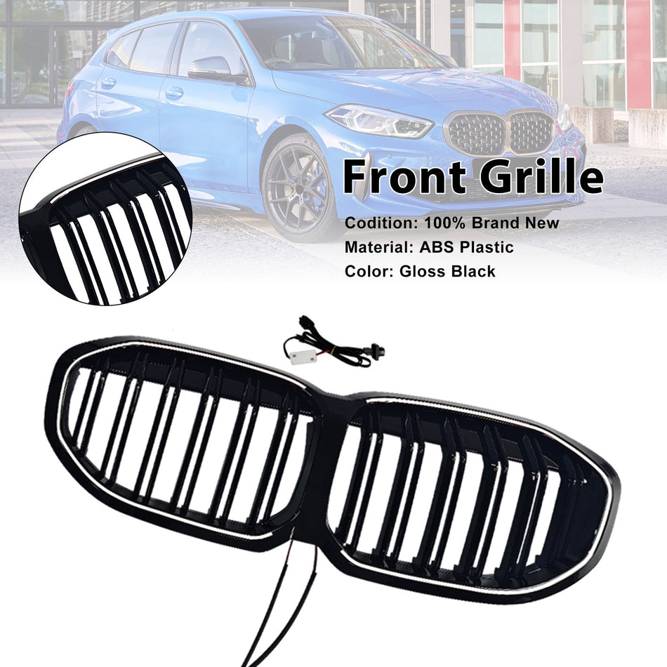 Doppellamellen-Nierengrill für BMW 1er F40 (2019–2024), glänzend schwarz