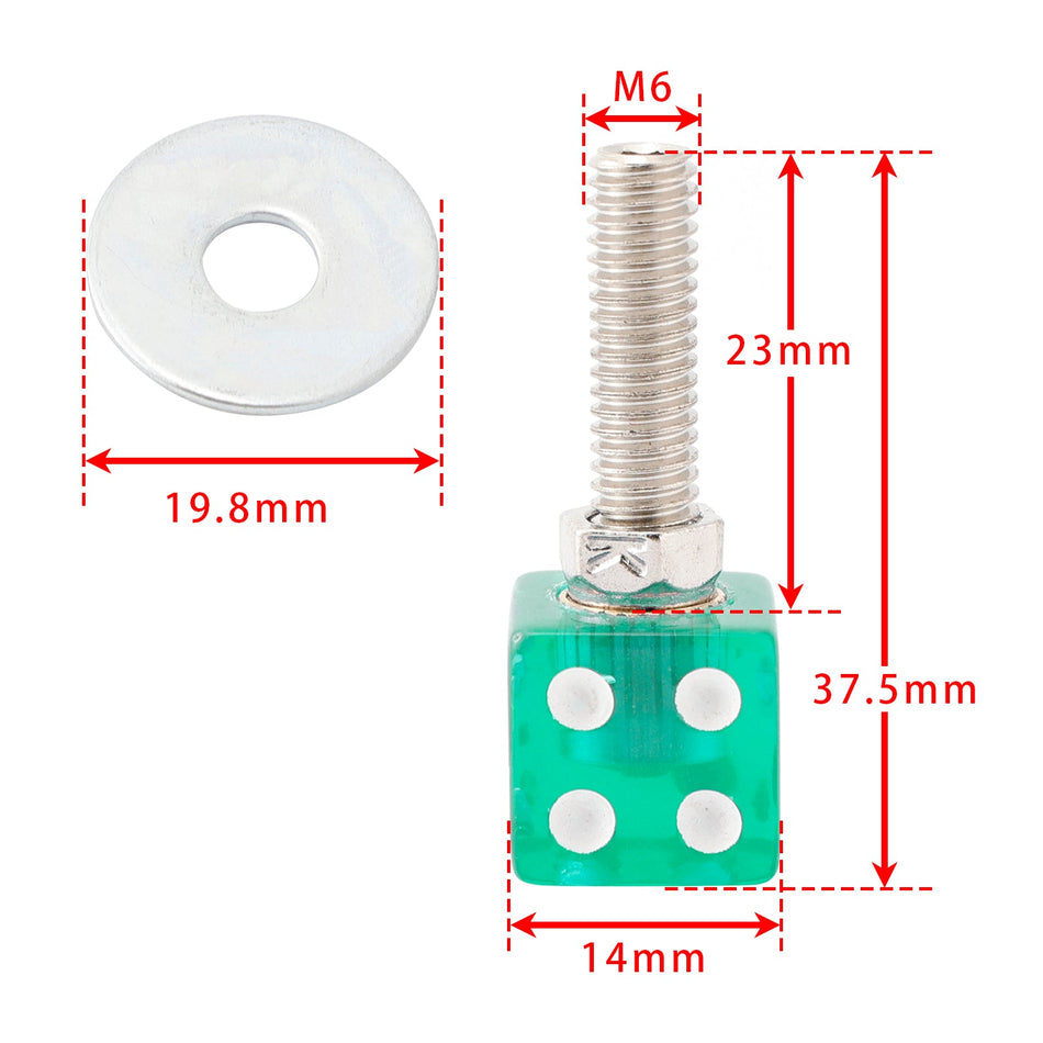 2x Custom DICE Kennzeichenschraube Grün Kunststoff Motorrad Chopper Bobber