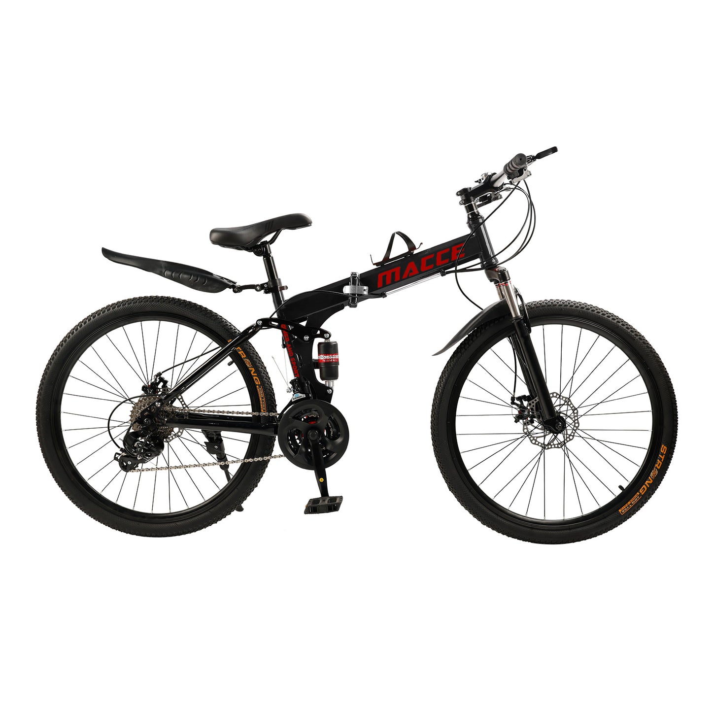 26" Räder 27 Gang Doppelscheibenbremse Klapp-Mountainbike MTB für Erwachsene Schwarz