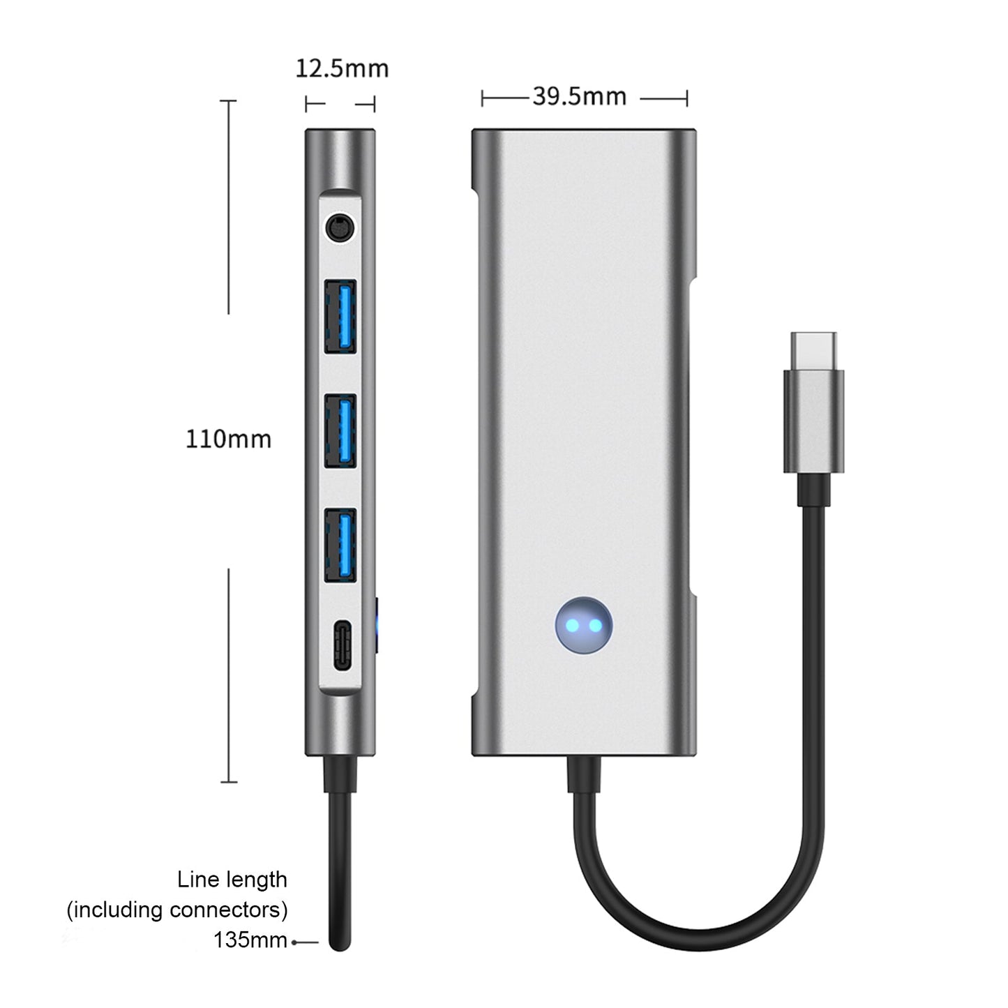 9 in 1 TYPE-C + USB3.0 USB2.0 HDMI SD/TF PD100W Audio Datenschnittstelle Hub Adapter