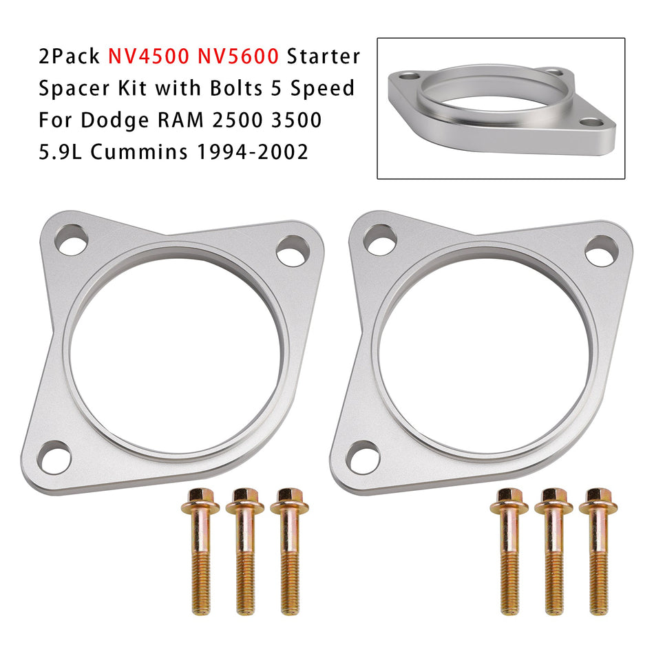 2er-Pack NV4500 NV5600 Starter-Distanzstück-Kit mit Schrauben, 5-Gang, für RAM 2500 5.9L