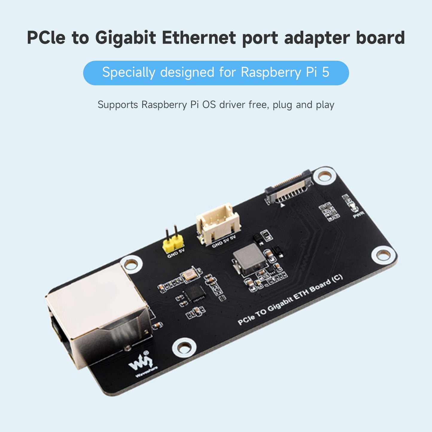 Raspberry Pi5 5B PCIe auf Gigabit Ethernet Port Adapter Board OS Treiberfrei