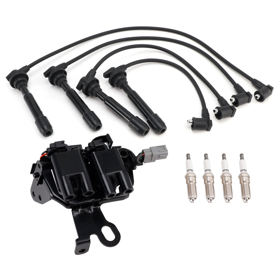Zündspule + 4 Zündkerzen + Zündkabel-Set 5C1427 für Hyundai Elantra L4 2.0L (2003–2005)