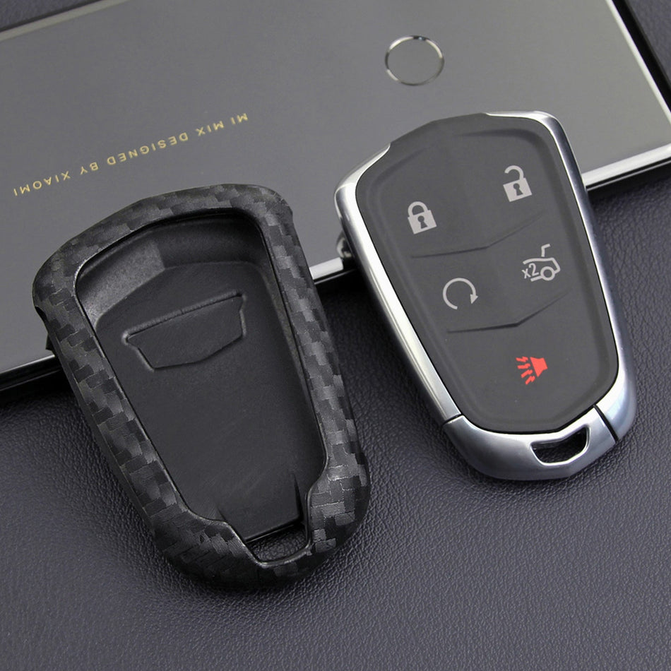 Autoschlüsselhülle aus Leder und Silikon mit Schnalle für Cadillac