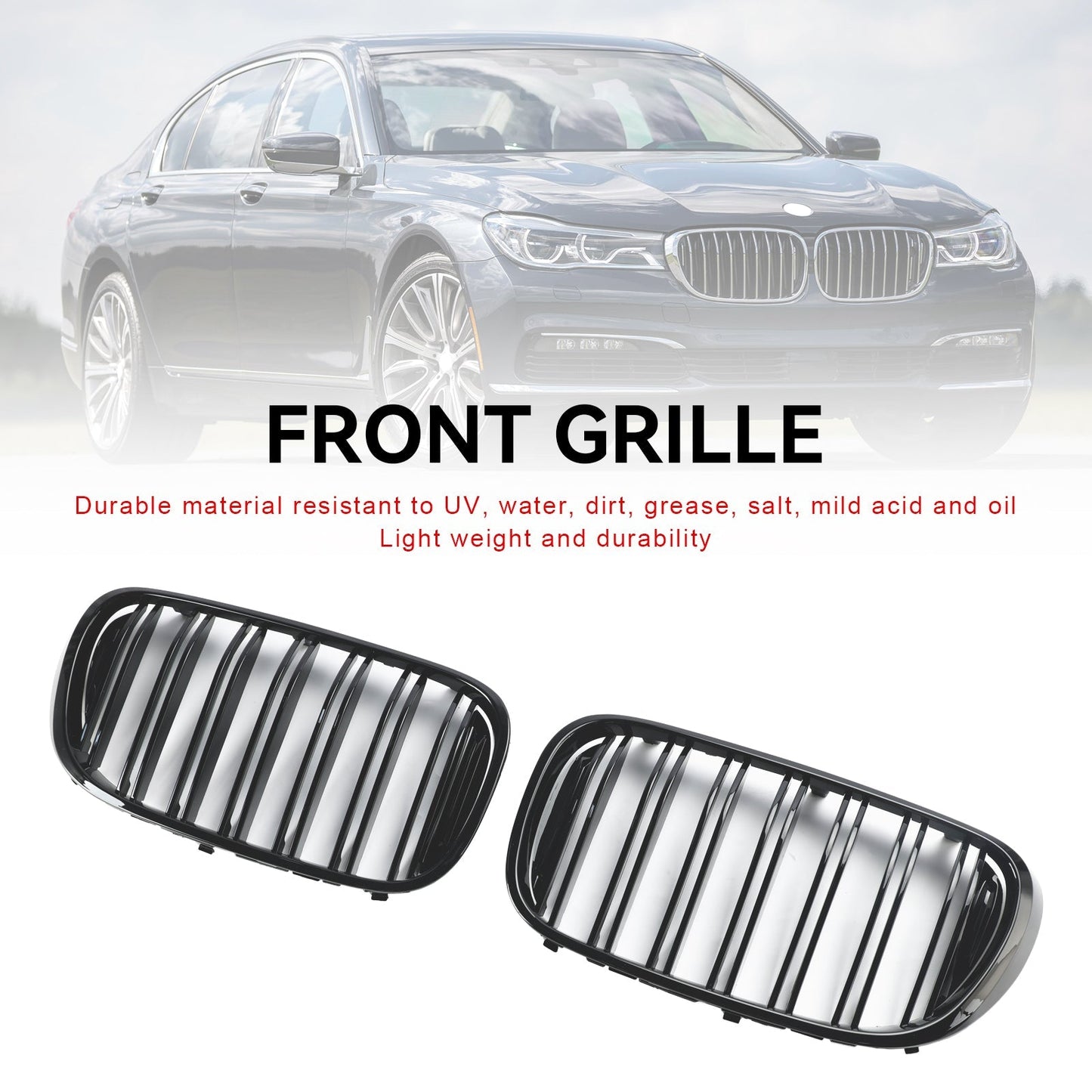 07.2015-01.2019 BMW 7er G11 Limousine 5-Türer Vor-Facelift Schwarz 2 Lamellen Front Nierengrill