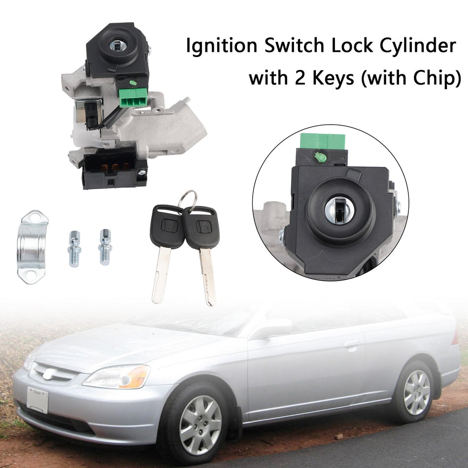 2003–2005 Honda Civic Hybrid Sedan L4 1,3 l 1339 CC (FHEV) Zündschloss-Schließzylinder mit 2 Schlüsseln (mit Chip)