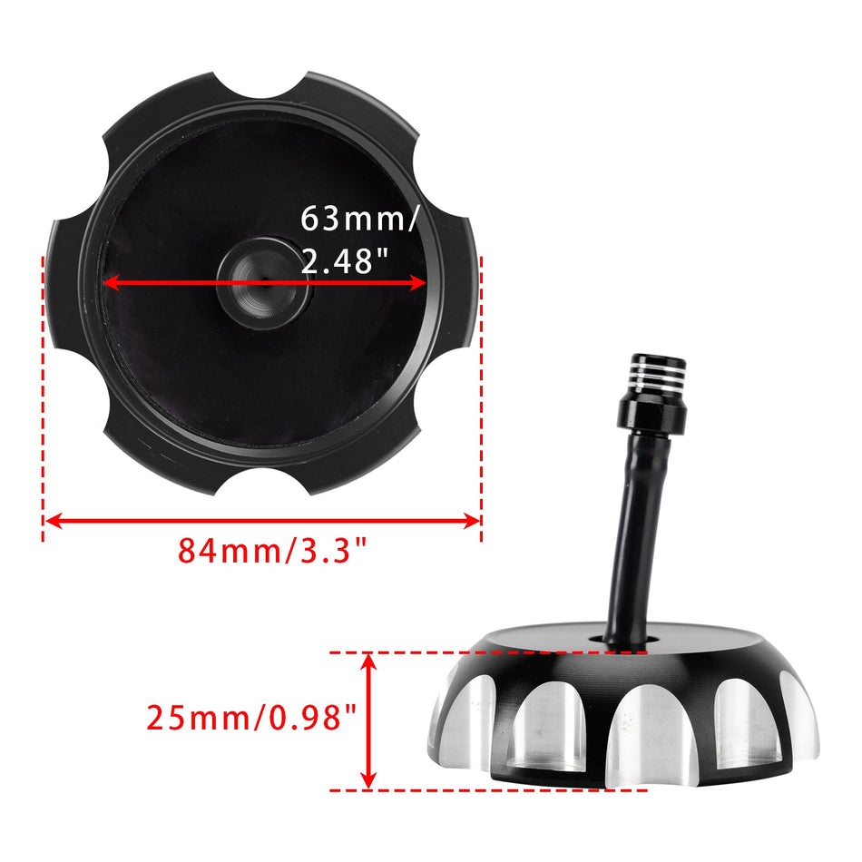 Tankdeckel aus Aluminium mit Entlüftung, schwarz, passend für Yamaha TTR250, YZ 125, 250, WR 250/400/426F