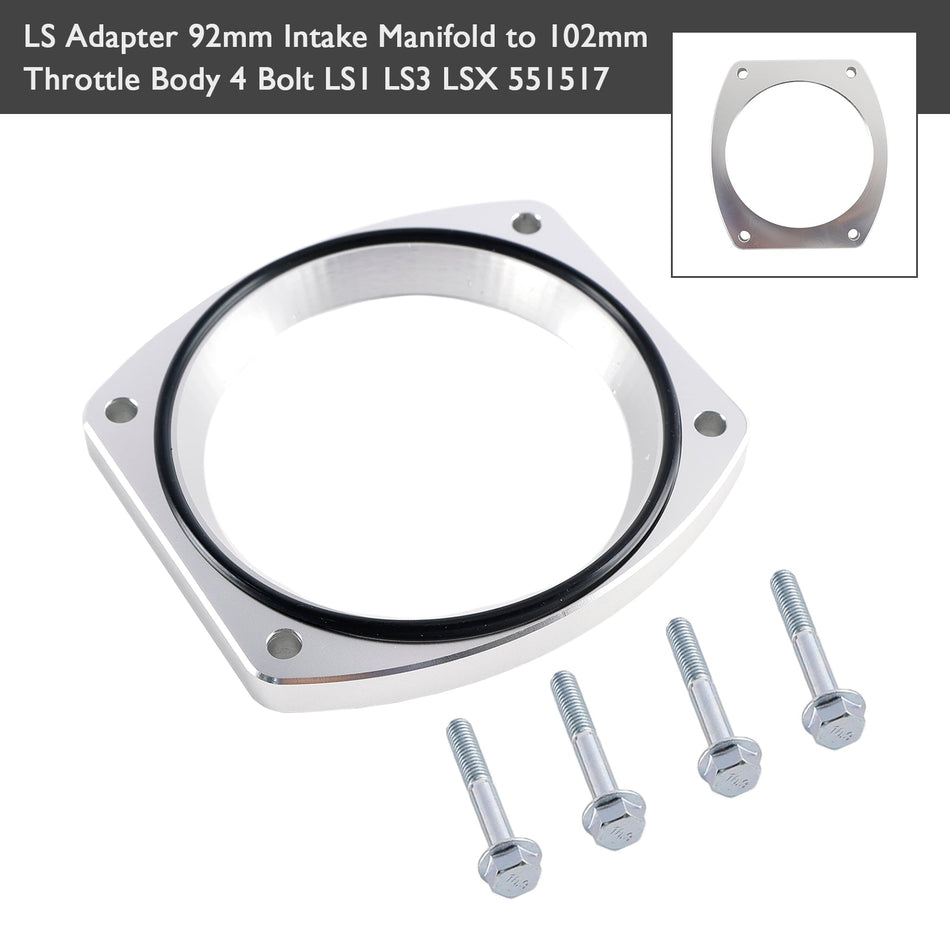 551517 LS Adapter 92mm Ansaugkrümmer auf 102mm Drosselklappengeh?use 4 Bolzen LS1 LS3 LSX