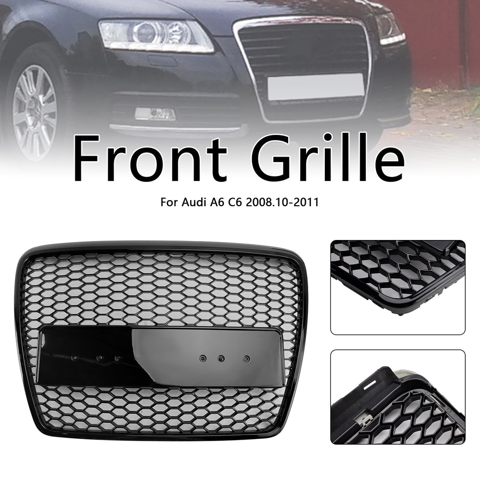 Black Front Honeycomb Bumper Grill Grille Für Audi A6 C6 2008-2011 Facelift