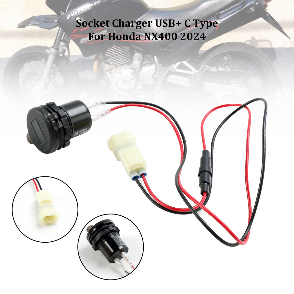 12-V-Buchsenladeger?t Typ USB + C, schnell passend für Honda NX400 2024