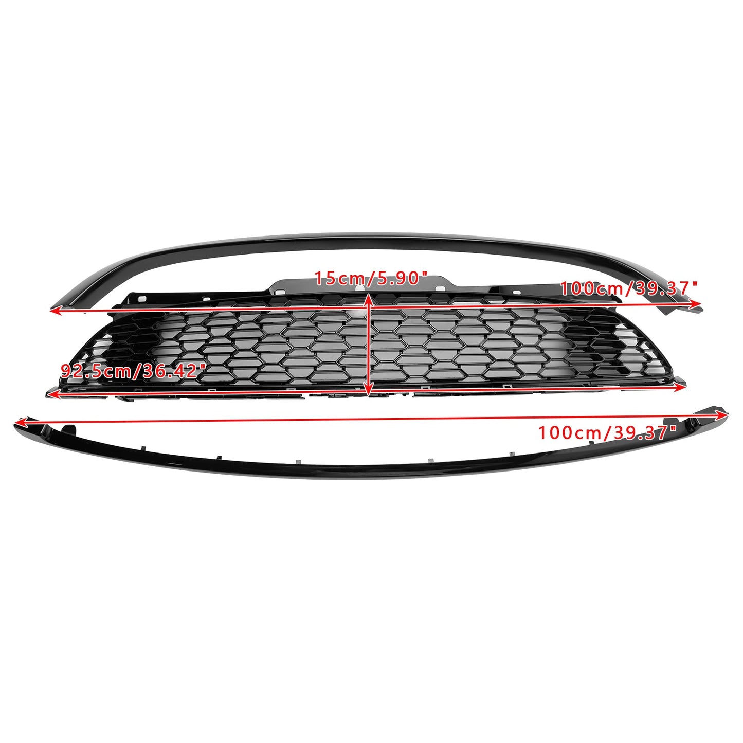 2009–2013 Mini R57 Cooper S &amp; JCW 2-Türer Cabrio 3-teilig Glanzschwarz Frontgrill