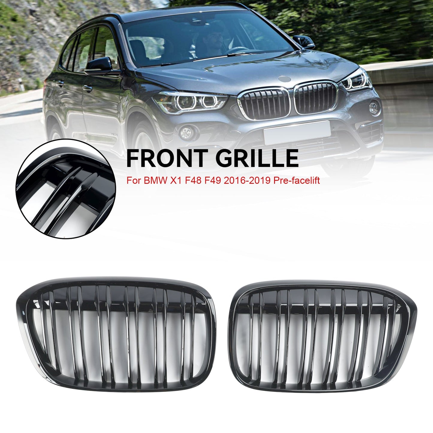 2016-2019 BMW X1 F48 F49 2ST glänzend schwarzer Frontnierengrill