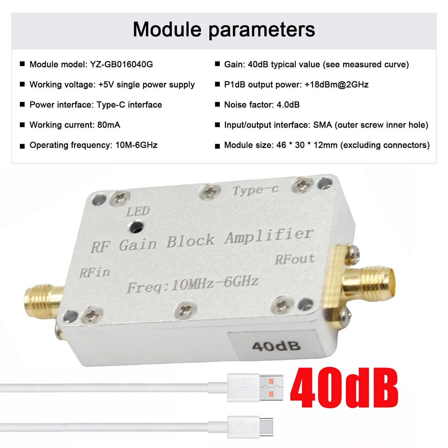 10M-6GHz HF-Verst?rker 10dB 20dB 30dB 40dB High Gain Treiber Empfangsverst?rker