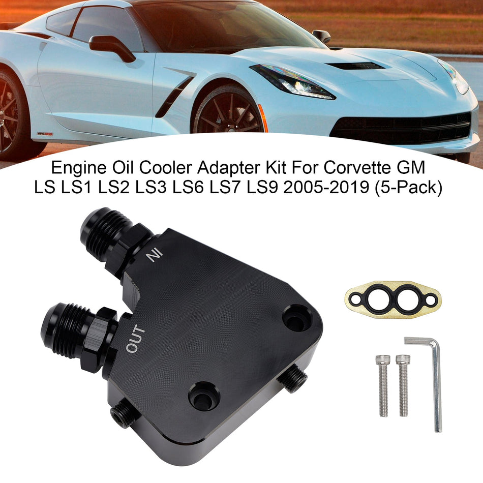 2005–2019 Corvette GM LS LS1 LS2 LS3 LS6 (5er-Pack) Motorölkühler-Adapter-Kit