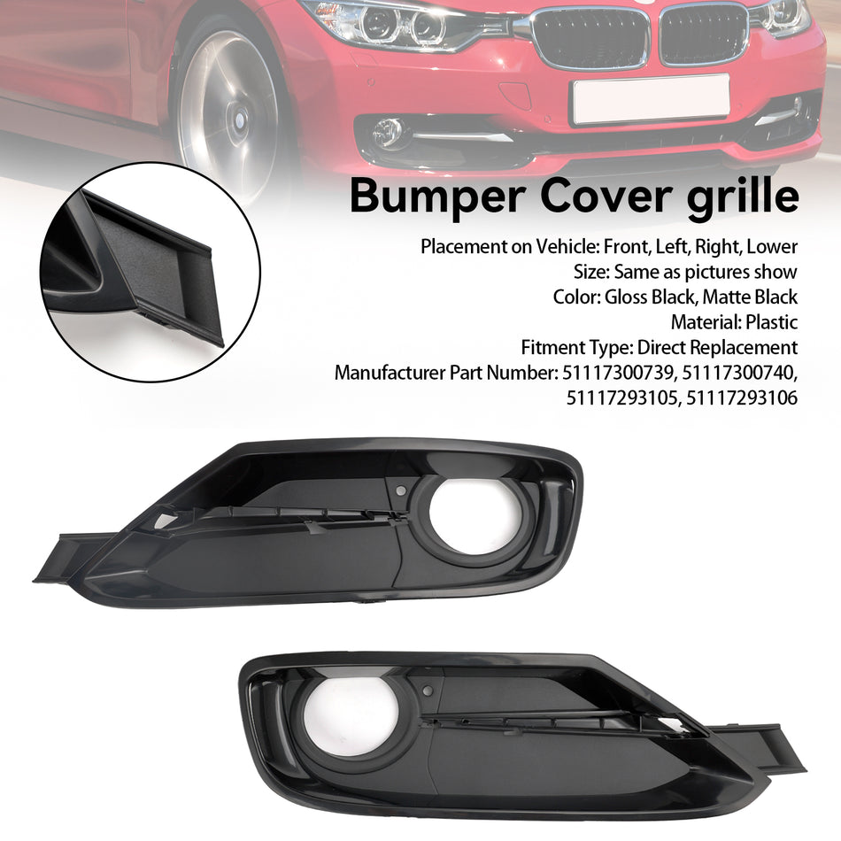 2PCS Front Bumper Fog Light Grille Covers Für BMW 3 Series F30 F31 2013-2015