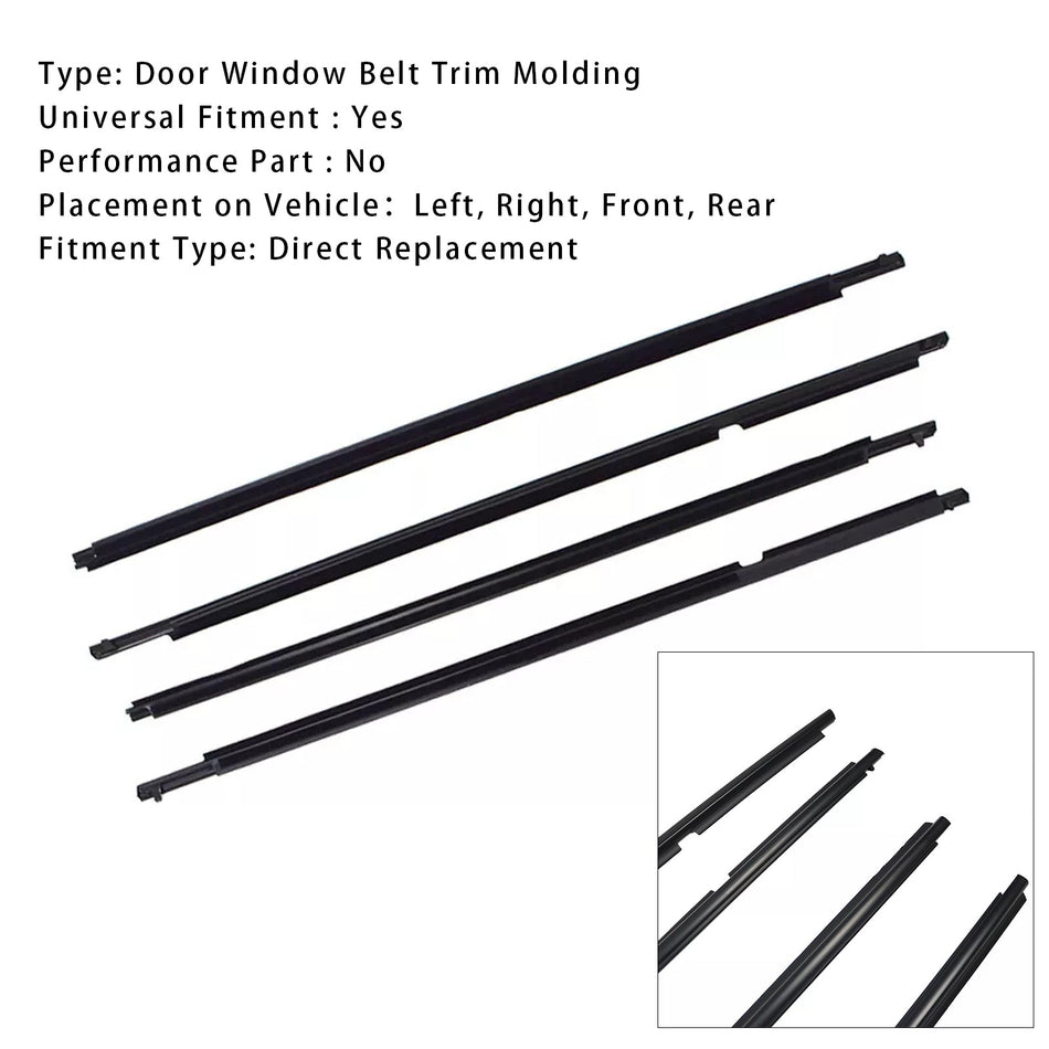 2008–2010 Toyota Highlander 4 Stück Weatherstrip Fenster Moulding Trim Dichtung Gürtel