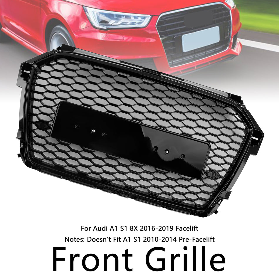 RS Style Honeycomb Bumper Grille Für Audi A1 S1 8X Facelift 2016-2019 Black
