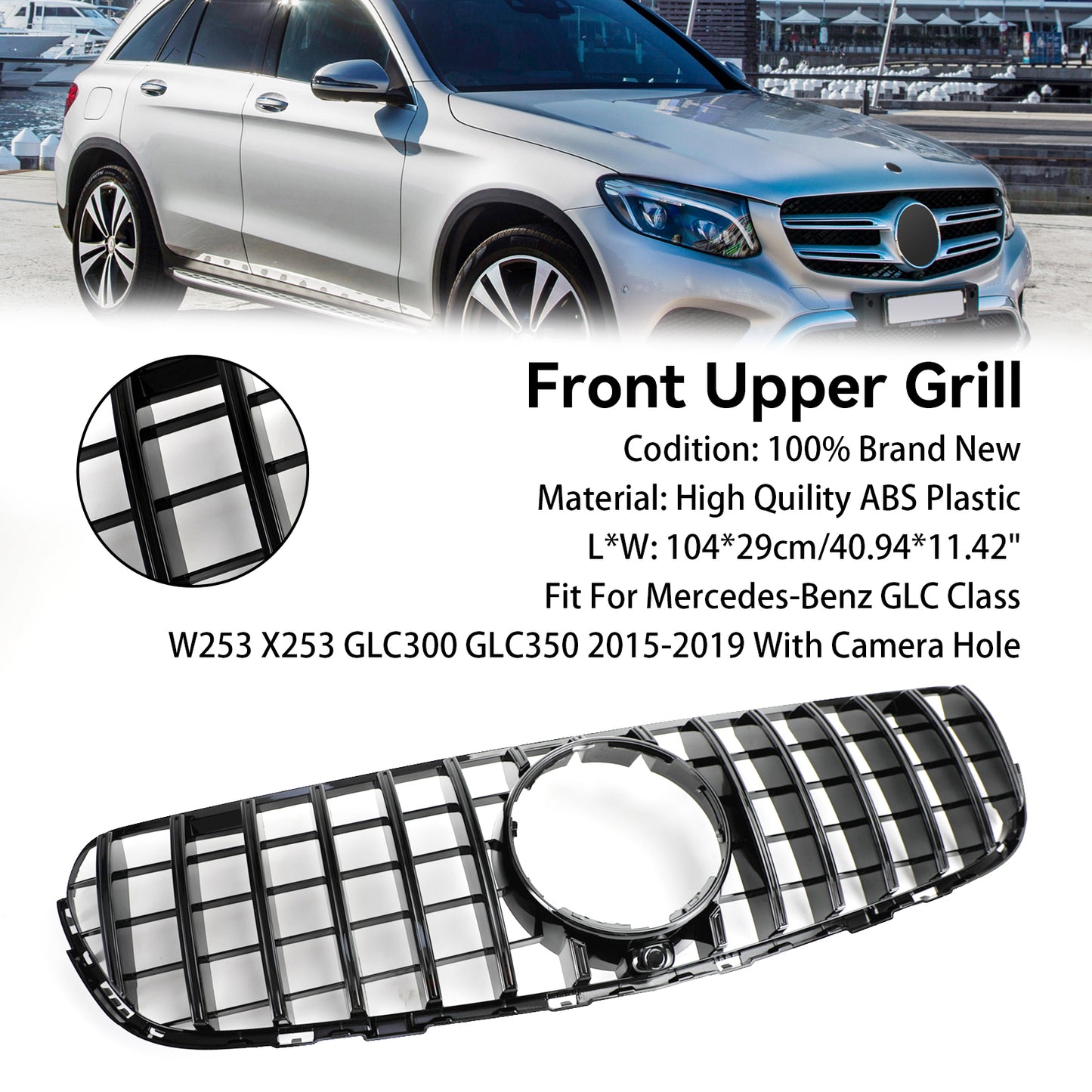 Front Bumper Grille Grill Für Mercedes Benz GLC X253 C253 2015-2019 Gloss Black