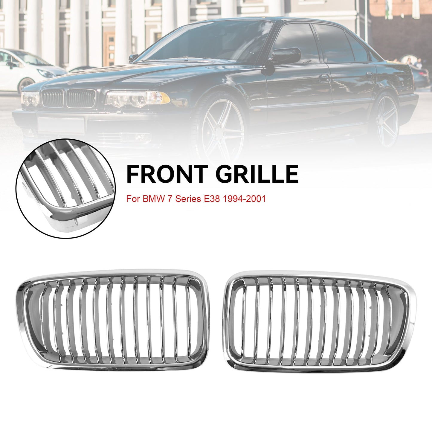 1994-2001 BMW 7er E38 Chrom Front Nierengrill 2Stk