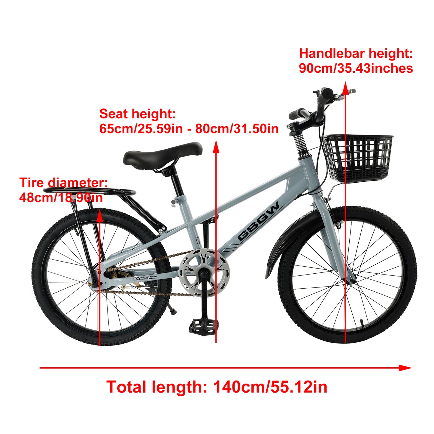 20" Teenager Kinder Fahrrad mit Korb für jungen und Mädchen