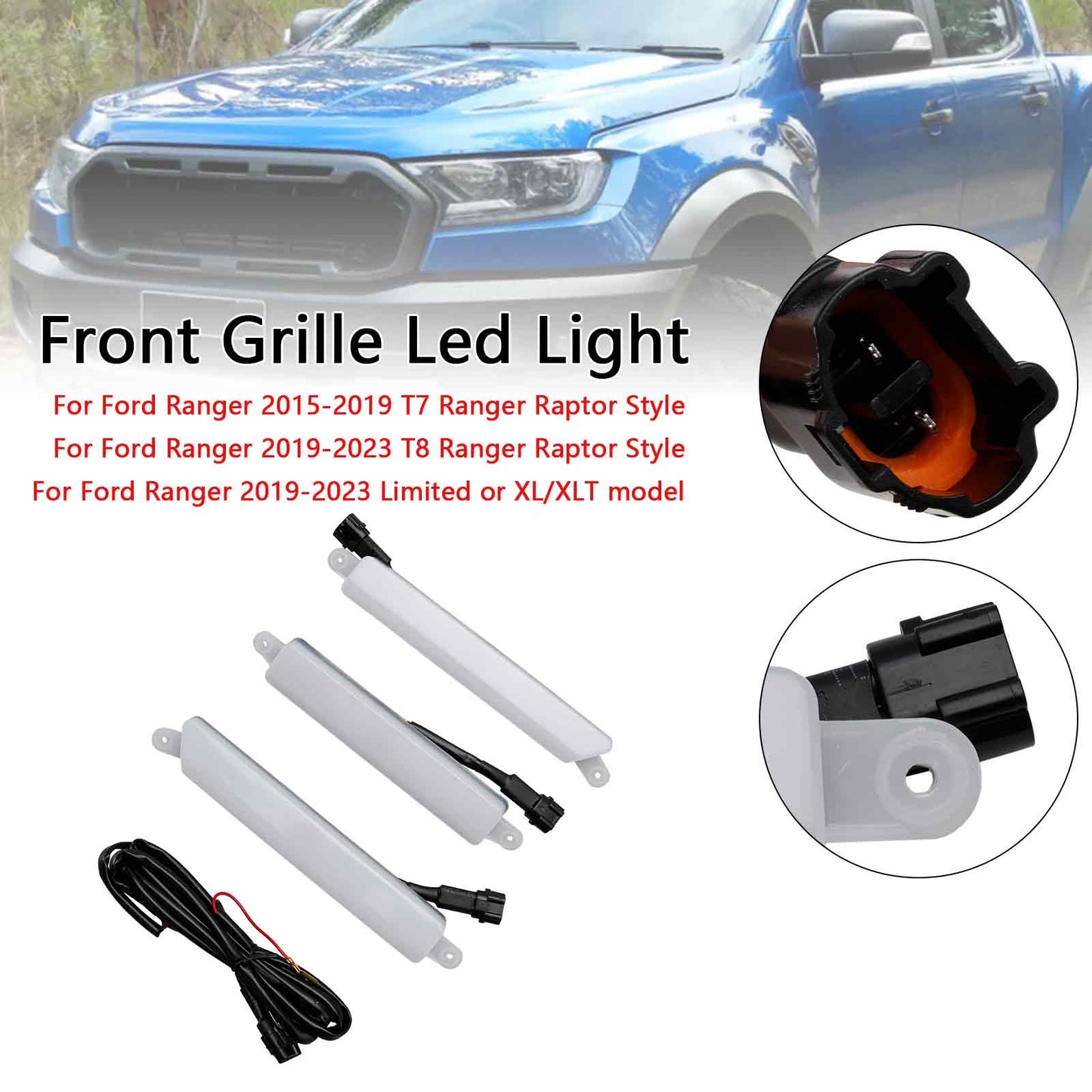 Frontgrill Grill Wei? Led Licht Fit Ford Ranger 2015-2023 T7 T8