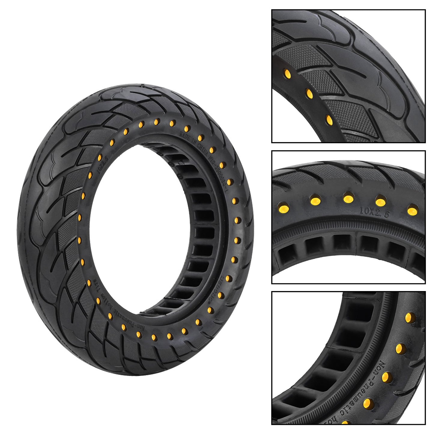 10x2.5 Rubber Solid Tire 60/70-6.5 for KUGOO M4  Honeycomb Tyre Replace