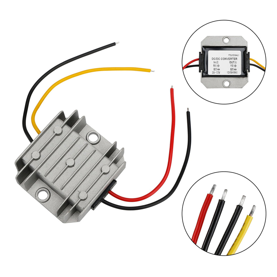 Wasserdichter Buck Step Down Converter 20-72V auf DC12V 3A Auto Power Module