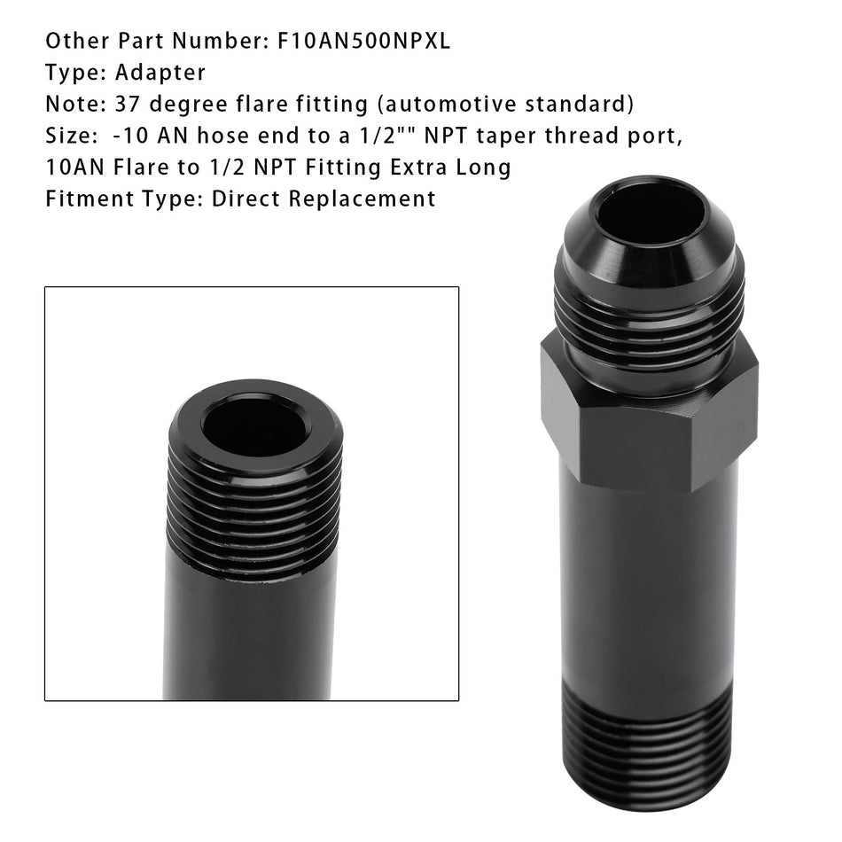 Gerader -10AN Flare-Stecker auf 1/2"" NPT-Kegelrohr-Turbo-Ablassadapter