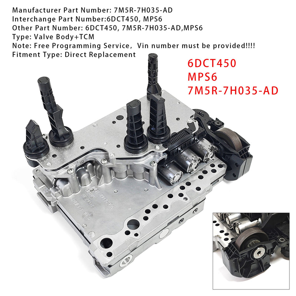 2007–2010 Chrysler Sebring 2.0L 2.2L Getriebe Mechatronik-Ventilblock + TCM 6DCT450 MPS6 7M5R-7H035-AD