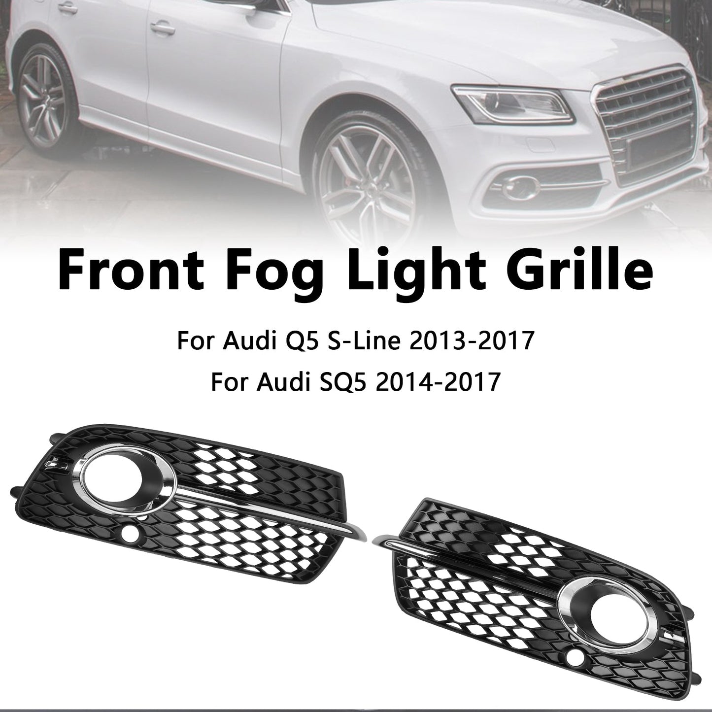 Frontstoßstange Nebelscheinwerfer Kühlergrill passend für Audi Q5 S-Linie SQ5 2013-2017 Schwarz Chrom