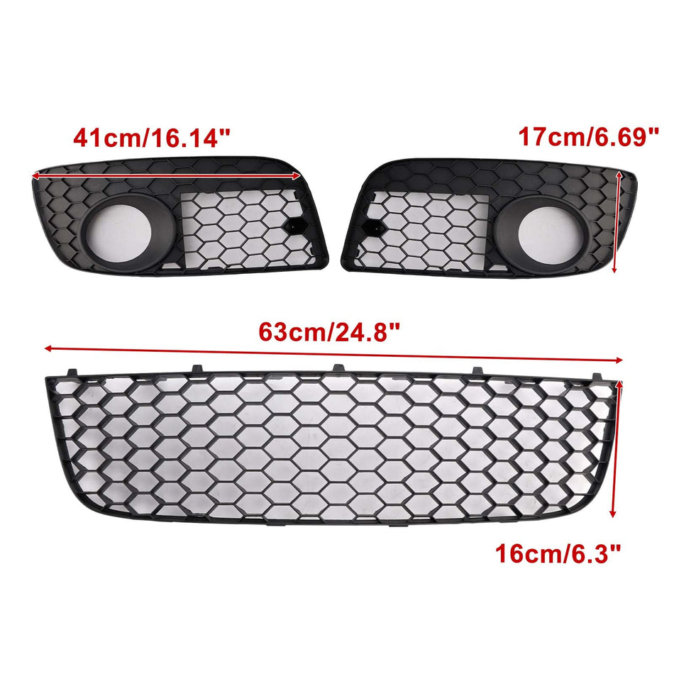 2006–2009 VW Golf MK5 GTI 3-teiliger Frontstoßstangengrill unten + Nebelscheinwerferabdeckung