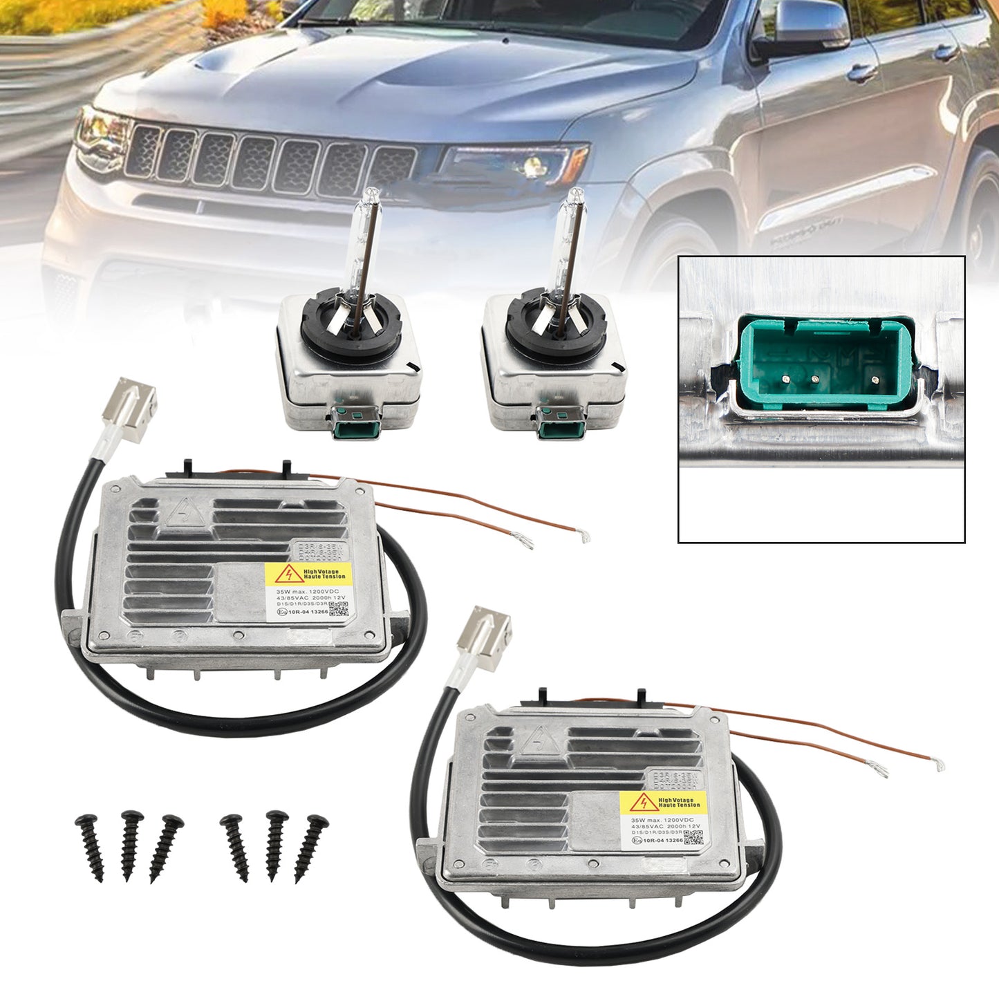 2x Scheinwerfer-Vorschaltgerät und D3S-Glühlampenkabel-Steuergerät für Grand Cherokee 2014–2020