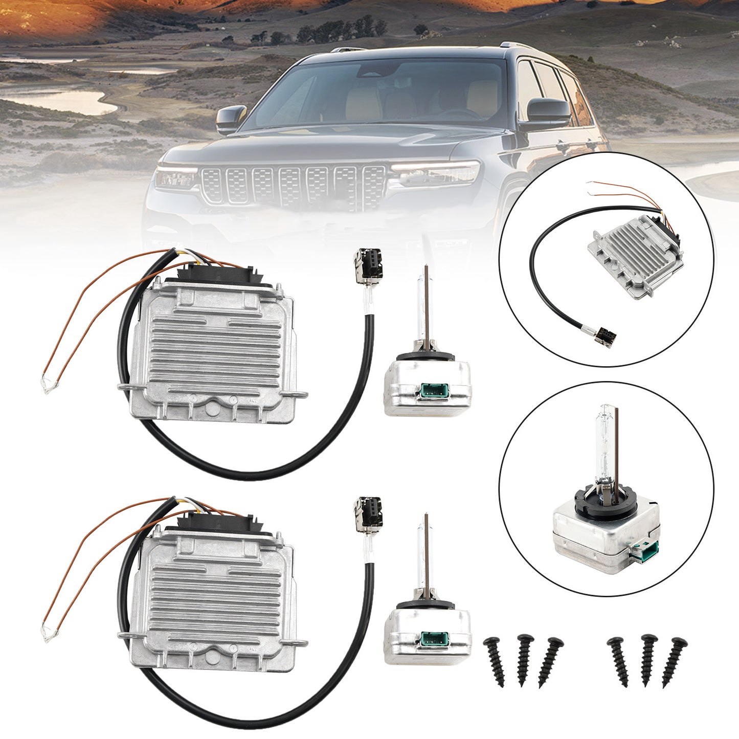 2x Scheinwerfer-Vorschaltgerät und D3S-Glühlampenkabel-Steuergerät für Grand Cherokee 2014–2020