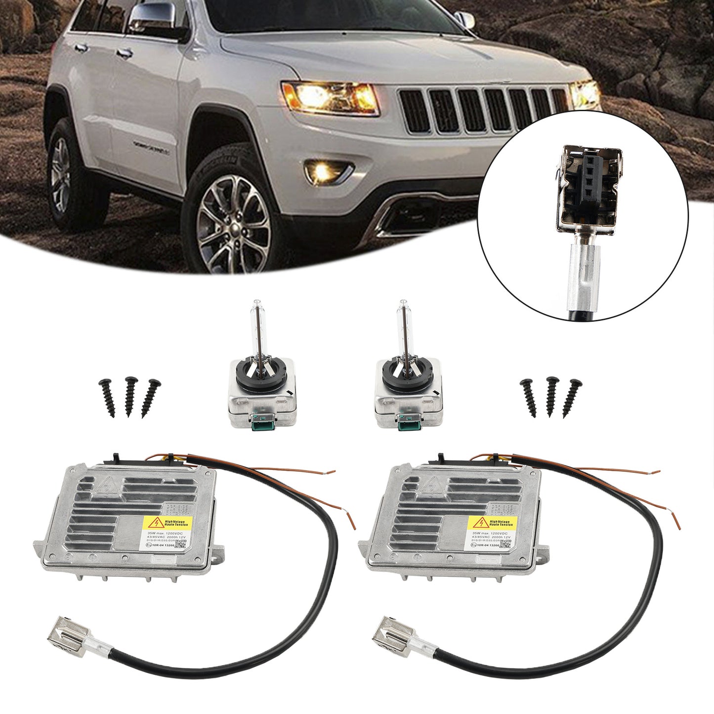 2x Scheinwerfer-Vorschaltgerät und D3S-Glühlampenkabel-Steuergerät für Grand Cherokee 2014–2020