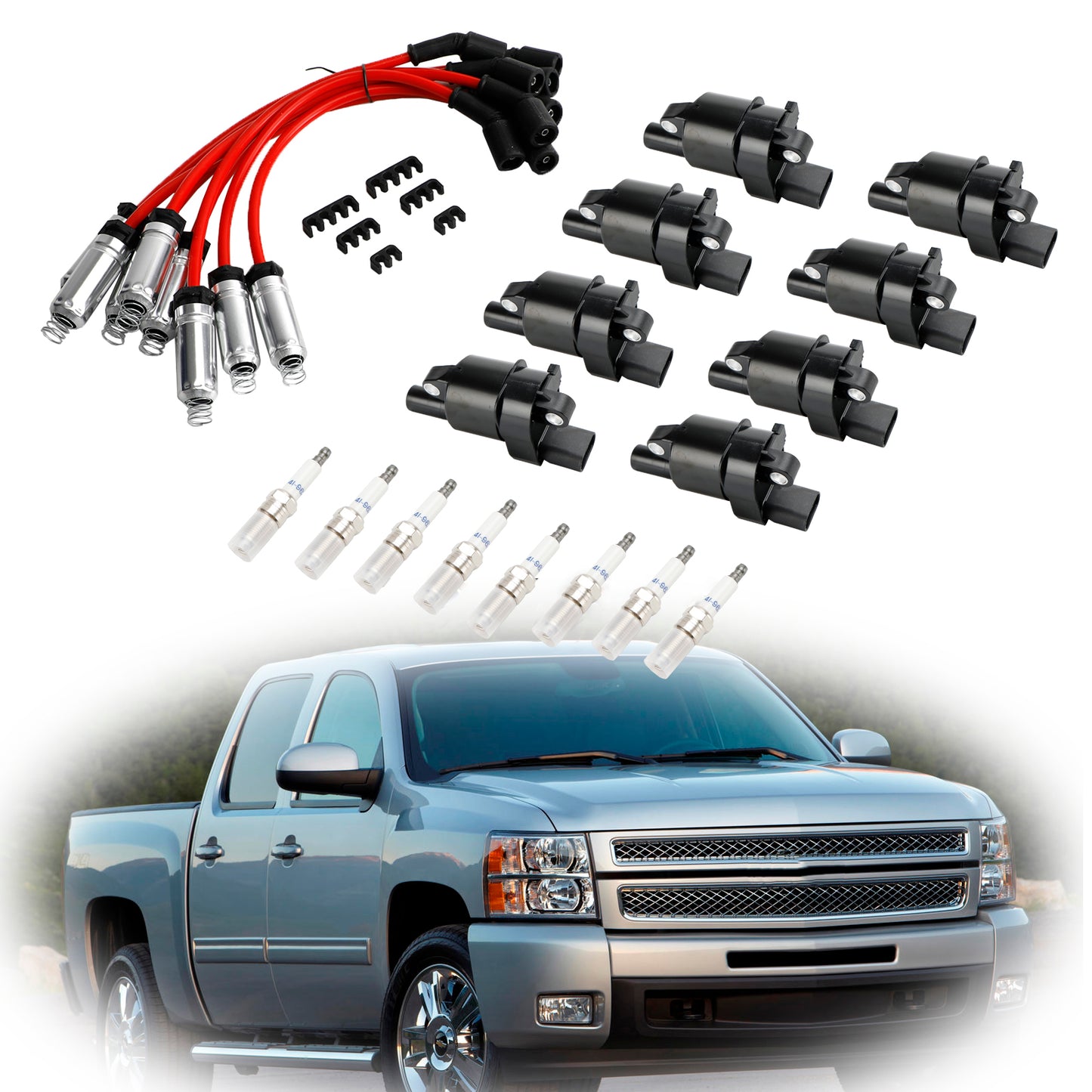 2007 GMC Sierra Chevrolet Silverado 1500 2500 3500 8x Zündspule+Zündkerze+Kabel UF414