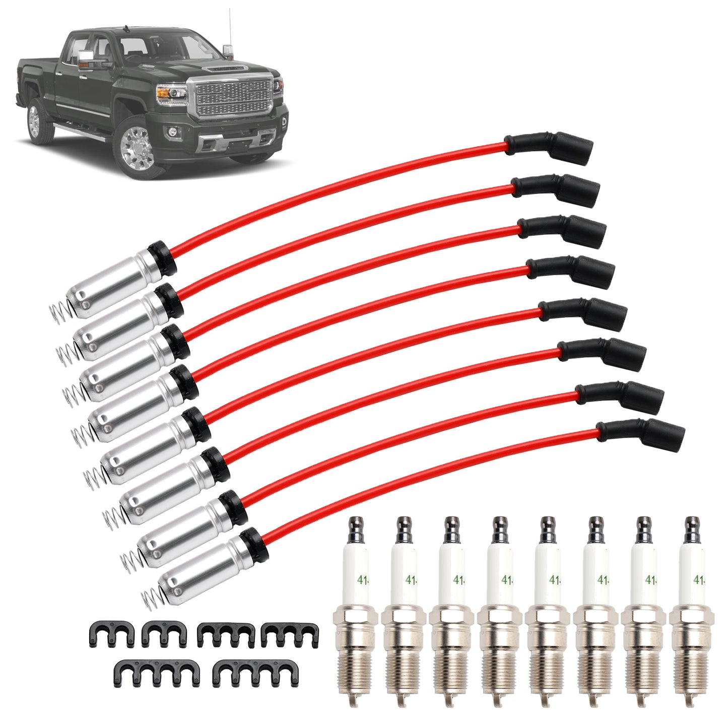 2007-2008 GMC Sierra 1500 5,3 L V8 Zündkerzen + Dr?hte 10,5mm Set 19299585 8Pcs